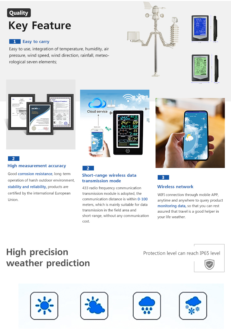 High Definition Ambient Weather WS-1050A Smart Weather Station With WiFi Remote Monitoring LCD HD Display
