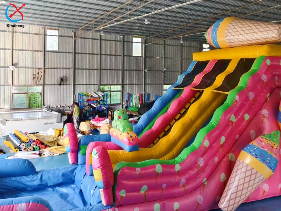 Factory Inflatable Slide Colorful Ice Cream Inflatable Double Dry Slides For Kids