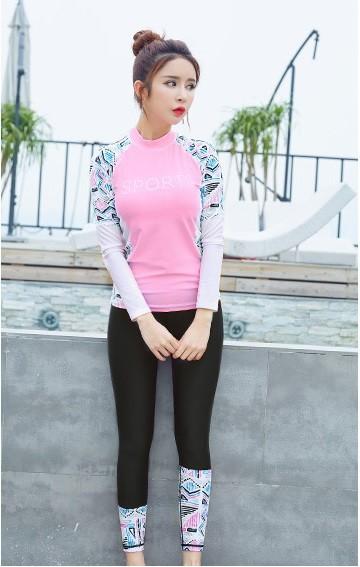 2019 UV Protection Swimming suit for women long sleeve and legs swimwear shorts
