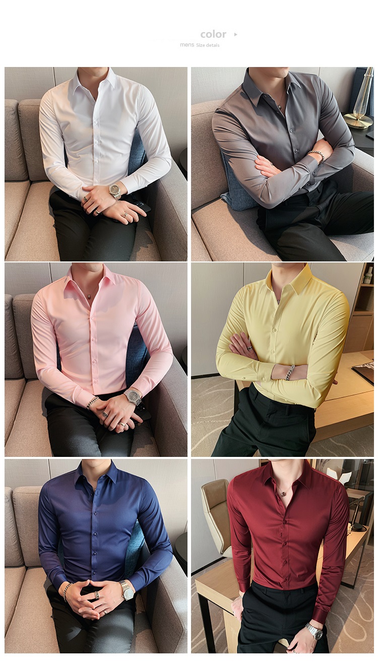 Formal Slim Fit Button Down Dress Shirts for Men Custom Breathable and Solid Colors