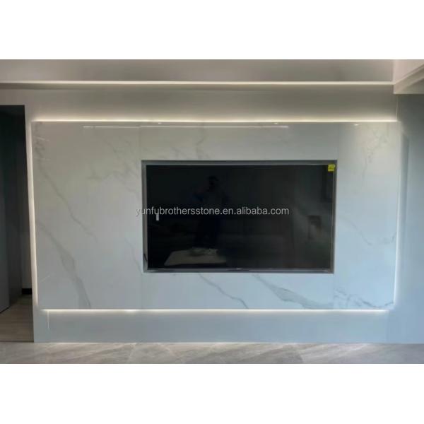 Nano White Crystal Dining Table Top Modern Big Slab Marble Look Porcelain Tile for Steps