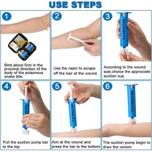 Portable EVA First Aid Kit with Zipper Closure and Four Extraction Cup Sizes for