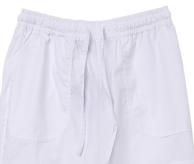 Elastic Waist Draw String White Chef Pants