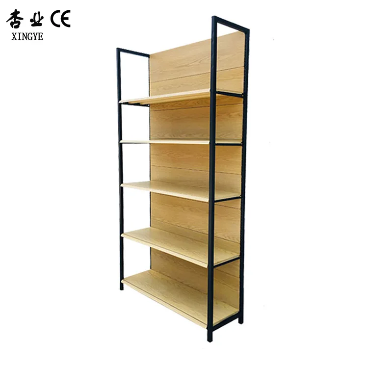 Suitable Price Single Side Supermarket Shelves Wood Grain Shelves Factory Outlet