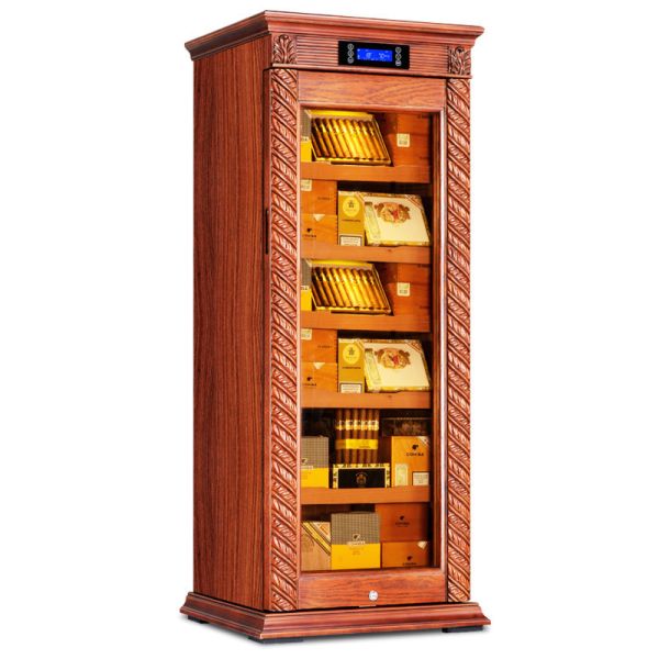 Wood Finish Tall Display Cigar Cooler Humidifier With Precision Digital Climate Control