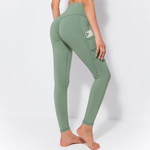 China Yoga Pants Europe and the United States high waist nude feeling tight letterpress pocket sweatpants girl peach hip fitne factory