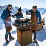 Rusty Red Corten Steel Fire Pit With Barbecue Grill