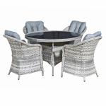 Outdoor Furniture Set with Round Dining Table AJUNION 4 Seat Weatherproof Weave