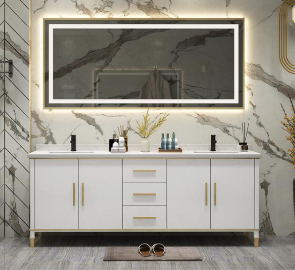 Bathroom Wash Machine Cabinet Floating Vanity E1 white Melamine 1.2*0.7m Led