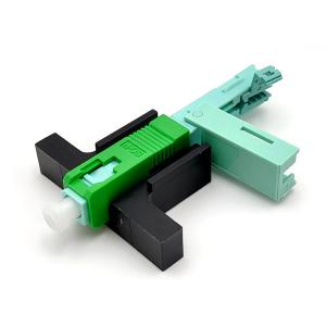 China 5G 0.2dB Ceramic C-Groove Fiber Optic Terminated Field Installable SC APC Connector 2*3mm Drop Cable factory