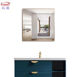 China Rectangular Black Hairdresser Mirror for Large Bathroom Wall Decor in Gold Frame factory