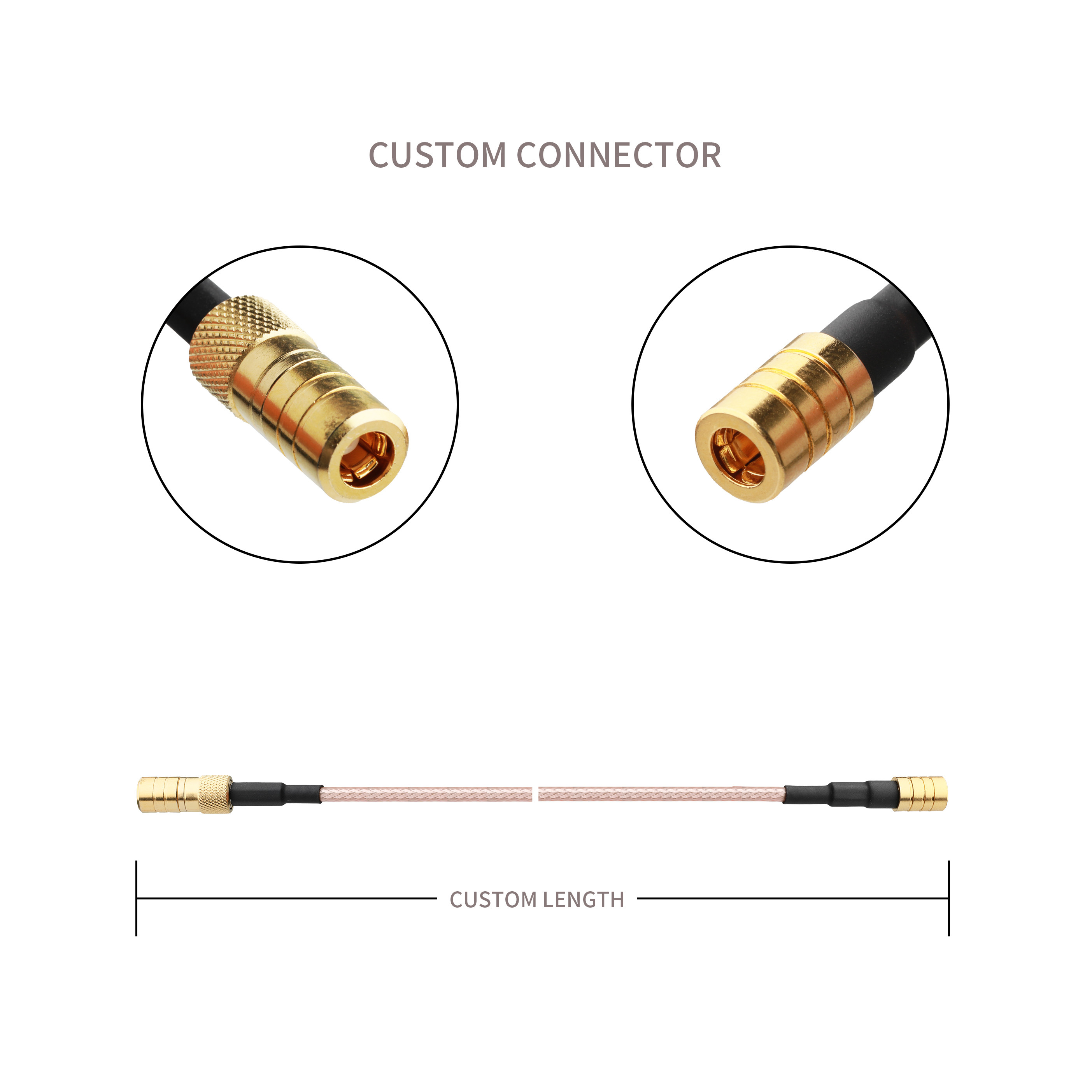 Brass/ Teflon Brown Shield RG179 Cable Connector RF SMB-(50ohm) To SMB-75(750hm) Connector