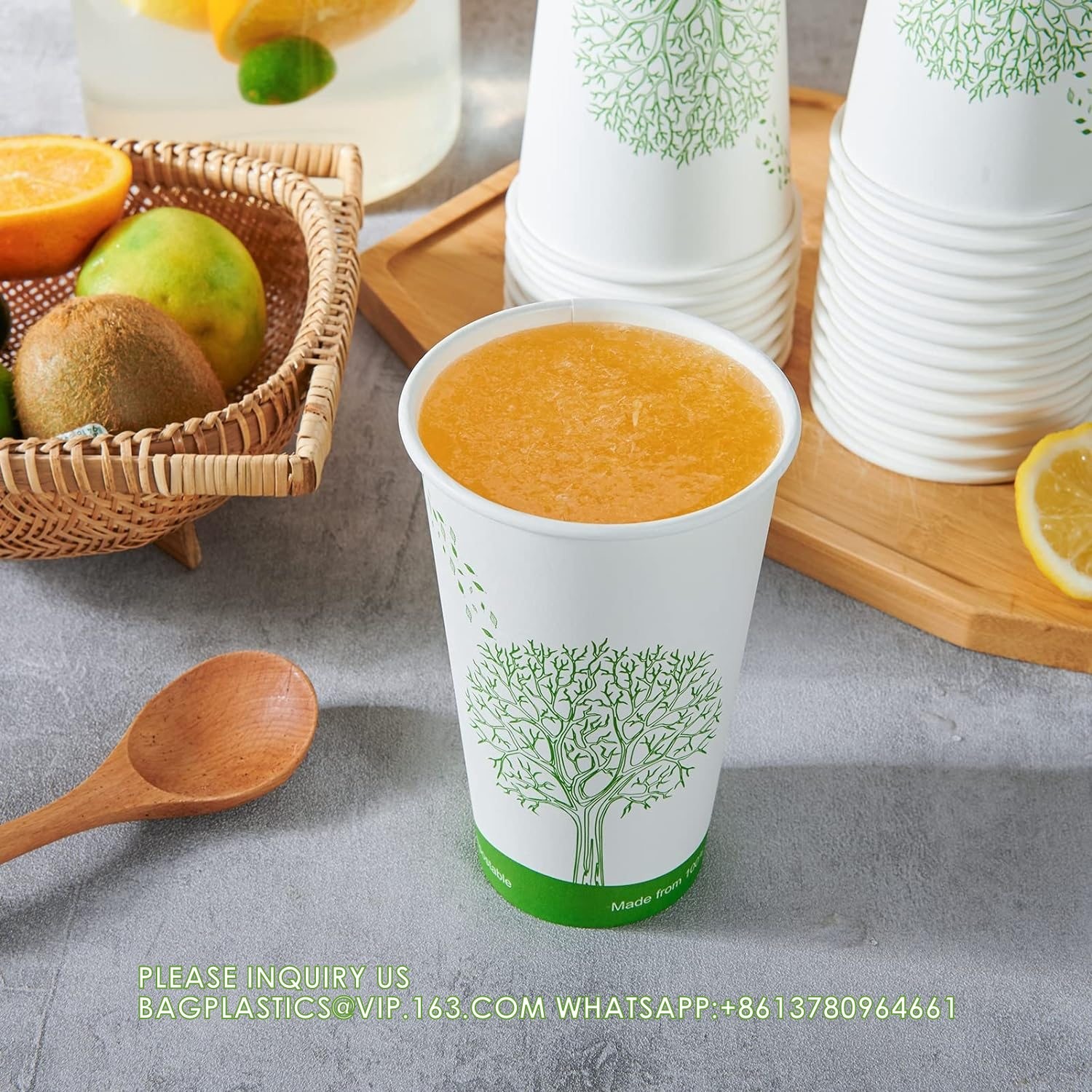 16 Oz Compostable Cups, Biodegradable Disposable Paper Cups With PLA Lined, Eco-Friendly Paper Coffee Cups For Party