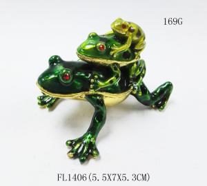 China Baby Mum Frog trinket jewelry box Pewter Frog Trinket Box Jewelry Box factory