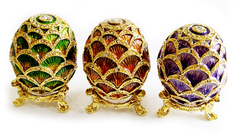 Vintage Trinket Box Faberge Egg Jewelry Box Antique Engraved Easter Egg Jewerly Box Trinket Box Hinged Ring Holder
