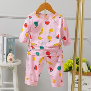 China 95% Cotton Matching Childrens Pjs Top And Trousers Set 50cm 54cm Bust Skin Friendly factory