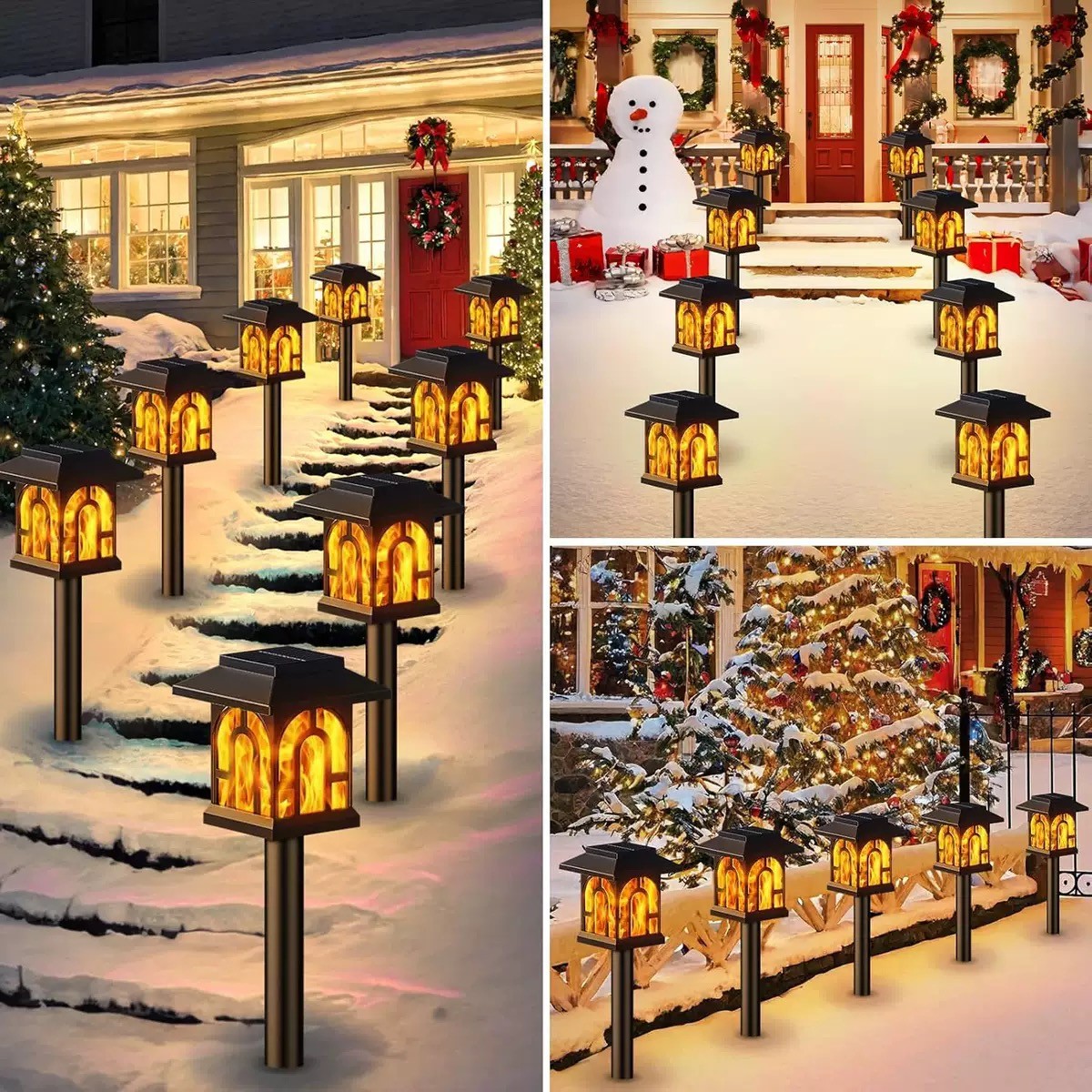 Waterproof Solar Lanterns Rechargeable and Versatile for Outdoor Auto On/Off