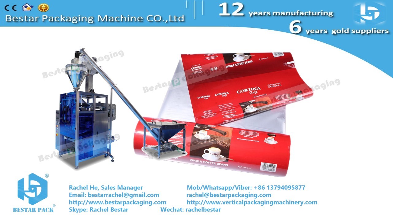 Customized color printing plastic film roll for flour powder packaging