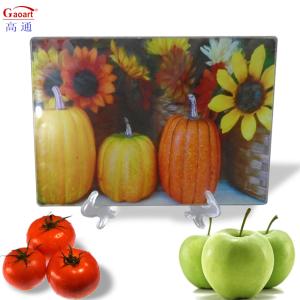 China Classic Design Tempered Glass Sublimation Round Vegetable Utility Kitchen Cutting Board factory