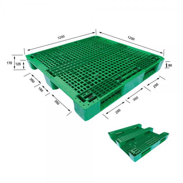 China Green 4 Way Heavy Duty Plastic Pallet Warehouse Use Nestable factory