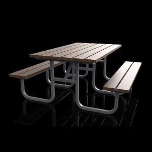 China Rectangular Outdoor Table Benches With Hot Dip Galvanized Powder Coated factory