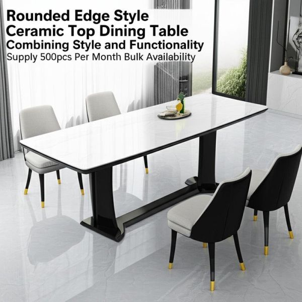 Rounded Edge Style Ceramic Top Dining Table Combining Style and Functionality