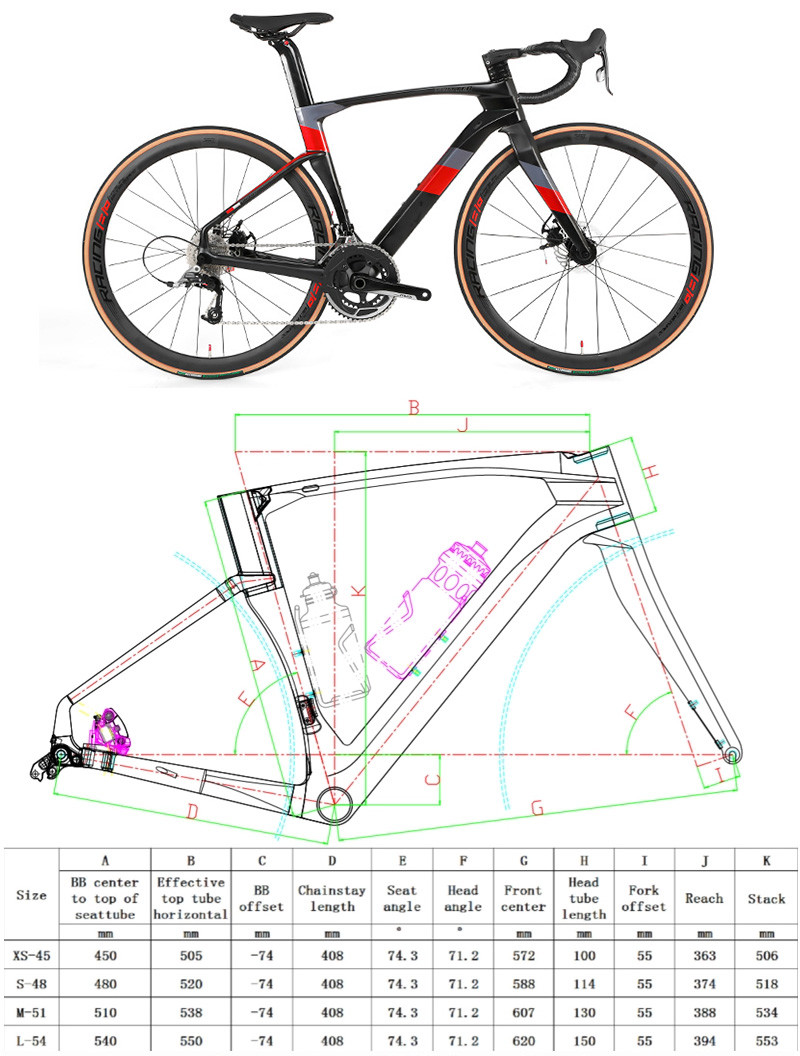 Carbon T900 Road Bicycle Twitter CYCLONEpro Carbon Full Inner Cable Handlebar 700C