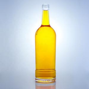 China GLASS Collar Round Shaped Empty Glass Bottles 750ml for Tequila Brandy Rum Gin Whisky factory
