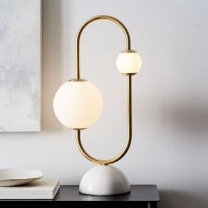 China Glass Balls White Gold Iron Length 38cm Height 69cm Bedside Table Lamp factory