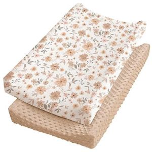 Breathable Changing Pad Cover 2 Pack, Soft Minky Dots Plush Diaper Changing