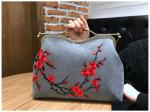 Purse retro frame and fabric Liberty Women's Noble Rose Embroidered Beaded