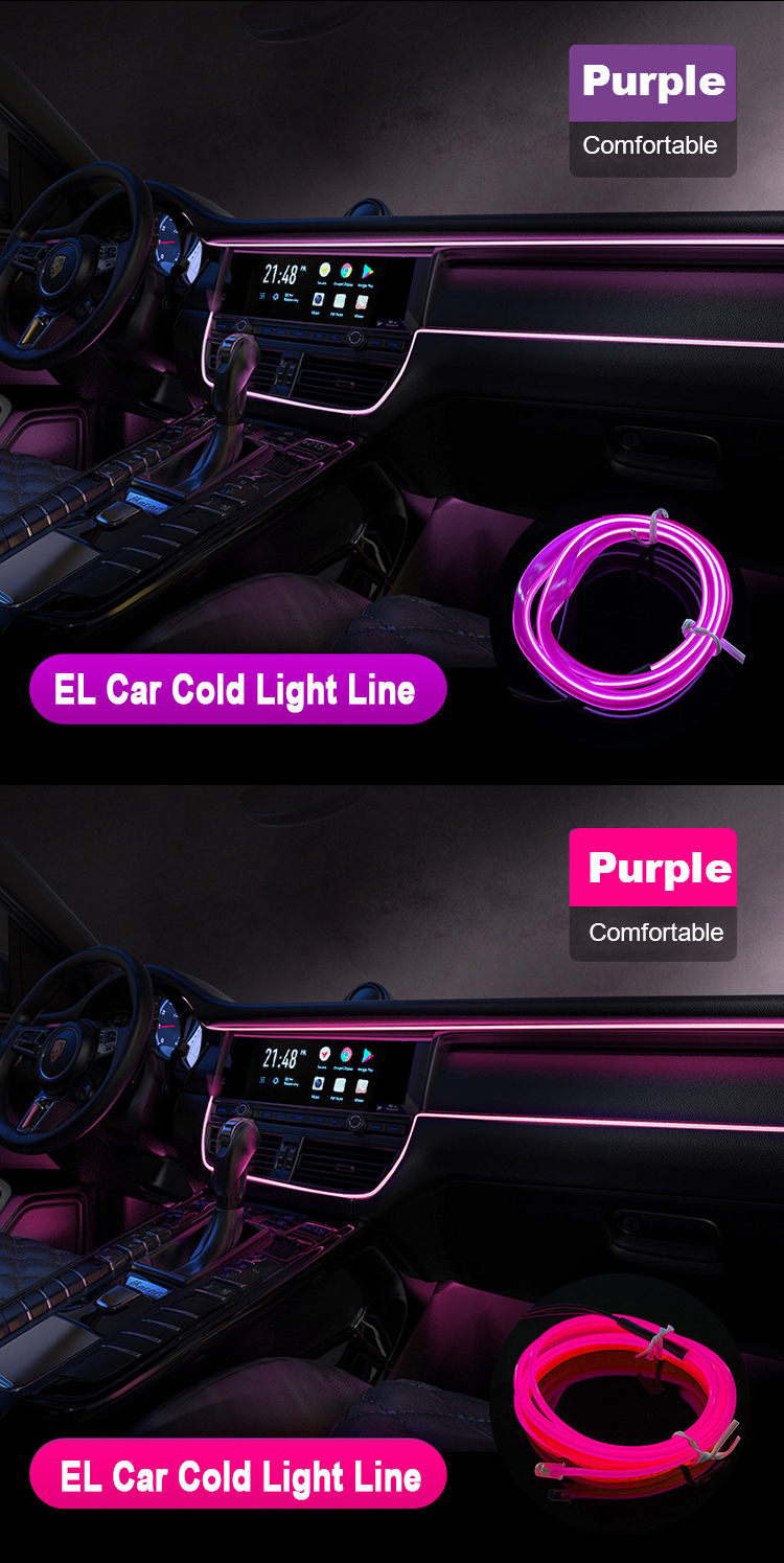 5M EL Car Cold Light Line RGB Neon Interior Atmosphere Light