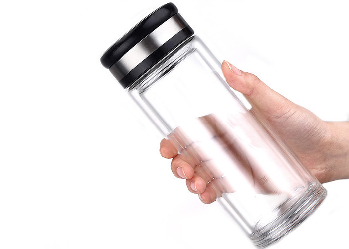 Double Wall Fancy Glass Water Bottles For Tea SGS CE Certification