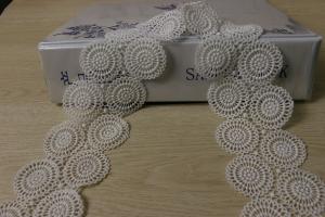 China ODM Simple Knitted Lace Border , 9cm Width Machine Embroidery Lace Edging factory