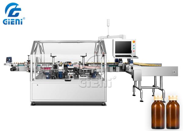 China Double Head Rotary Labeling Machine For Cylindrical Containers factory