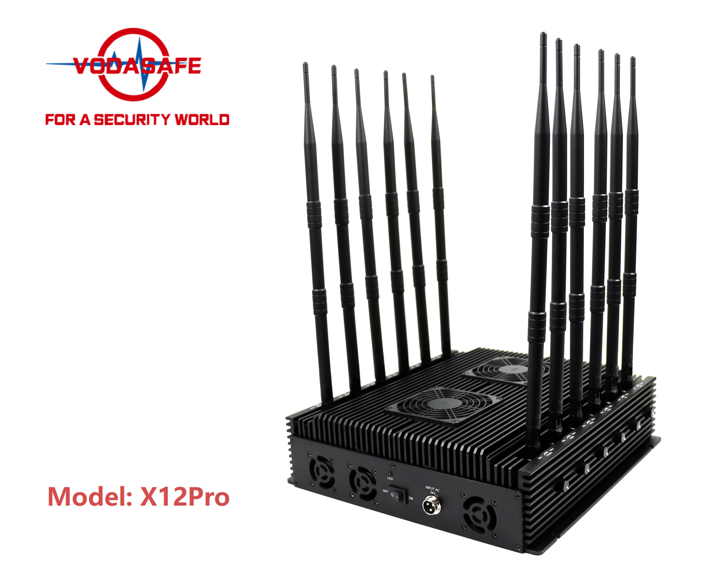 12 Antennas High Power Cell Phone Jammer Aluminum Alloy Radiator For 2G 3G 4G 5G