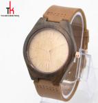Personalised Natural Wood Watches , Waterproof Wood Watch Leather Strap