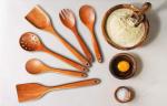 6 Piece Natural Teak Wooden Kitchen Cookware Spatula Spoons Fork Chestnut