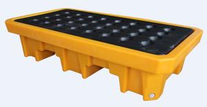 China 2 Drum Storage Spill Containment Pallets LLDPE 1300*710*300 Mm Rotational Forming factory