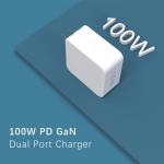 White 100W PD Phone Charger Foldable Dual Port USB C Charger