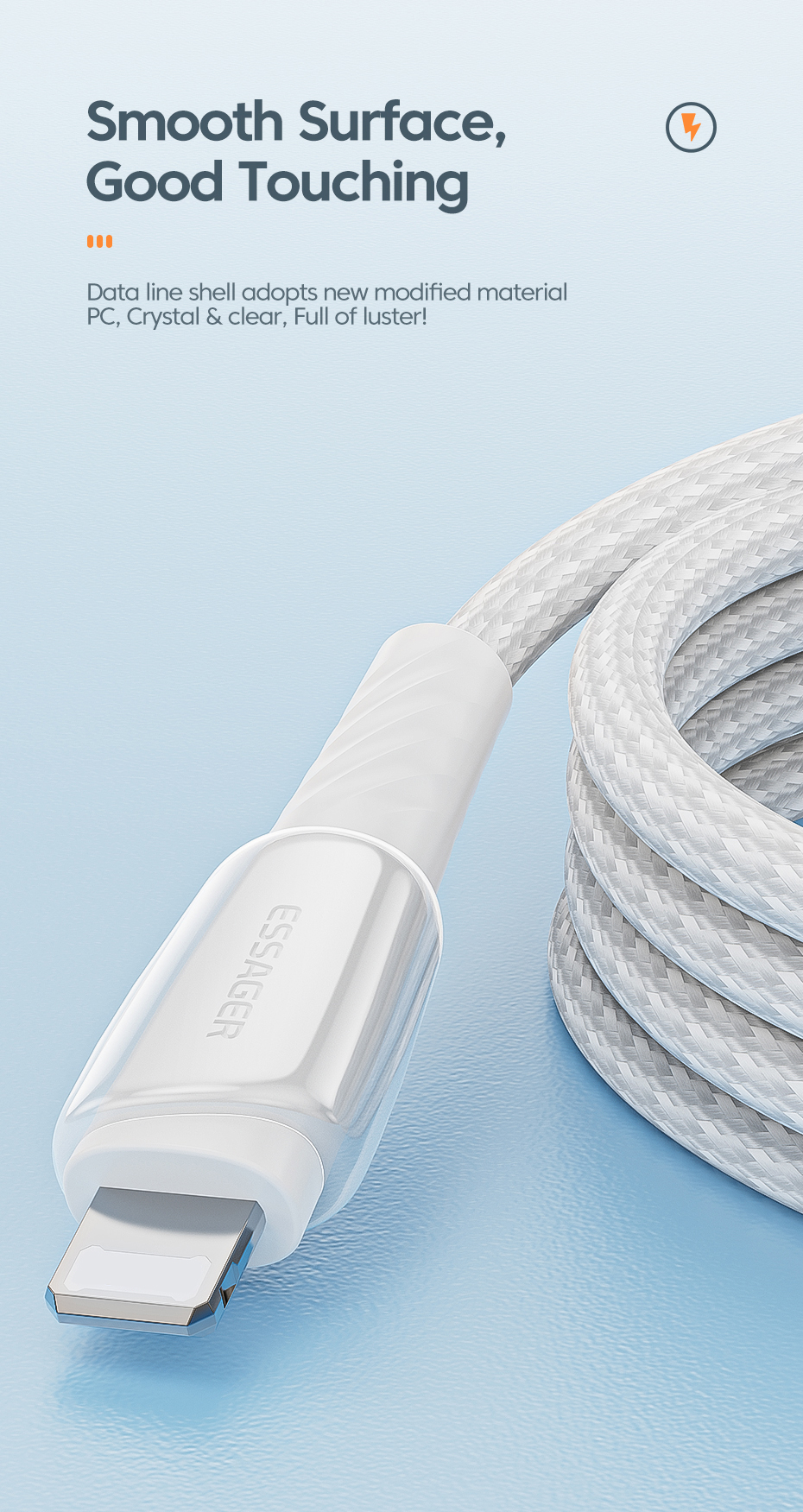 Essager 2022 Rainbow USB A To L Cable Fast Charging 0.5m 1m 2m 3m