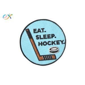 Twill Custom Embroidered Logo Patches , Round Shape Embroidered Hockey Patches