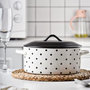 China Double Handle Ceramic Tureen Serving Bowl for Salad and Soup at Home factory