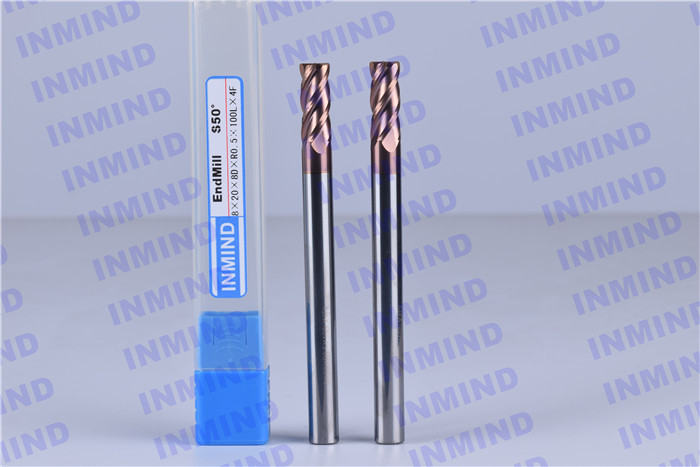 SiN Coating Standard Corner Radius End Mill HRC55 0.5 um Grain Size