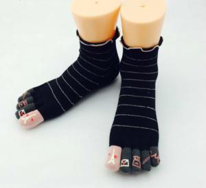 China Cotton custom logo, design jacquard Five Toes Socks factory