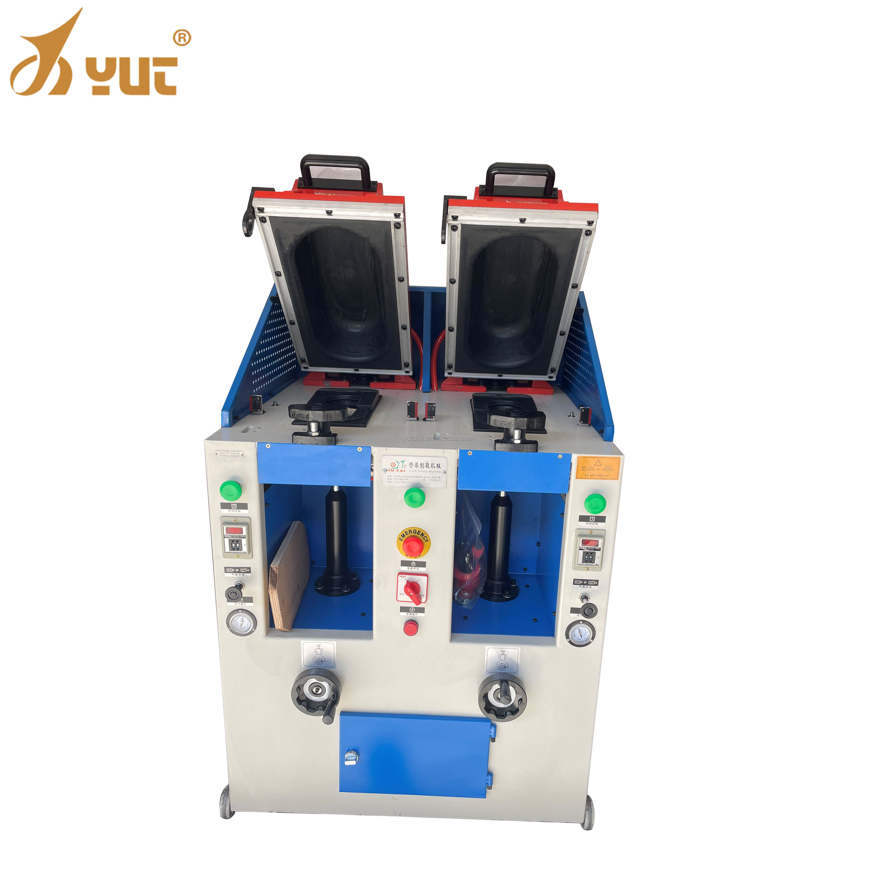 YT-2005DA Fully automatic Sandals shoe sole pressing machine bottom attaching machine double heads working