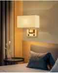 USB hotel bedside lamp bedroom bedhead wall lamp indoor fabric shade modern