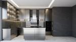Fadior Matte Black Stainless Steel Kitchen Cabinet With Under-Cabinet Ambient