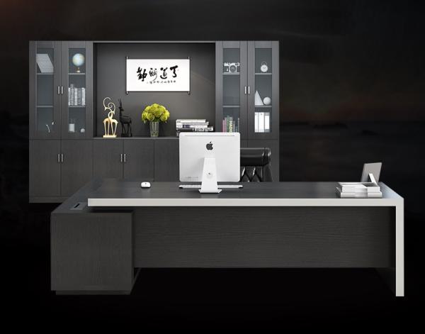 Black Commercial Office Furniture , Office Desk Furniture Multi Functional