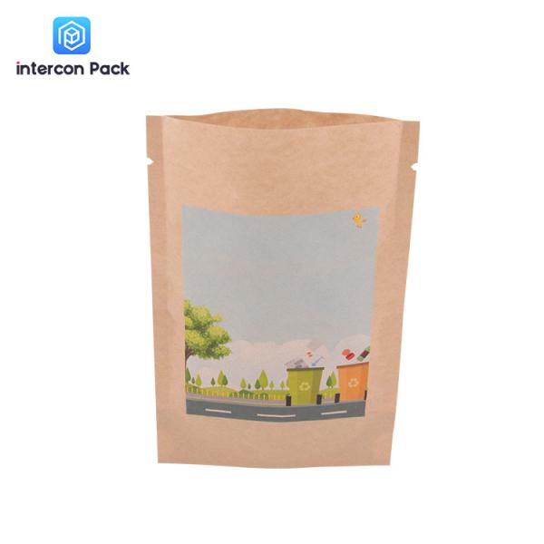 Digital Printing Kraft Paper Poly Bag Customized Logo With Plastic Window